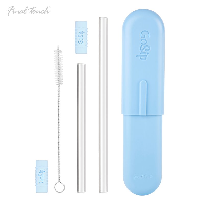 Final Touch GoSip Glass Multi-Use Straws (Cleaning Brush & Case Included) - แก้วไวน์ - แก้ว 