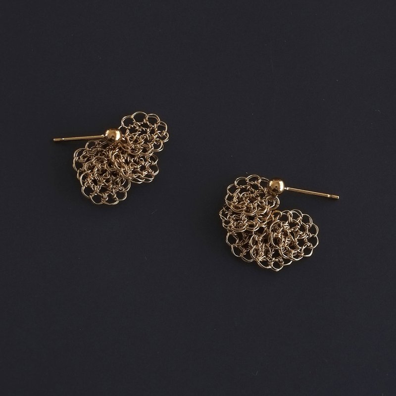 Ponpon Earrings - 耳環/耳夾/耳骨夾 - 其他金屬 金色