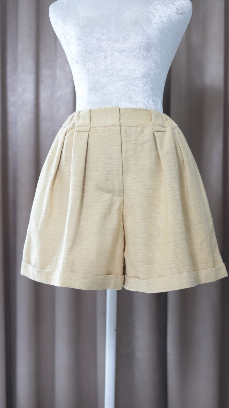 Loom & Leaf - Artisanal Short Pant - 女短褲/五分褲 - 棉．麻 黃色