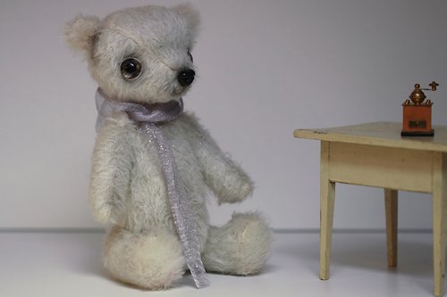 SoftSpot Design Artistic teddy bear/White plush bear/Polar bear toy/Collectible teddy bear/Soft