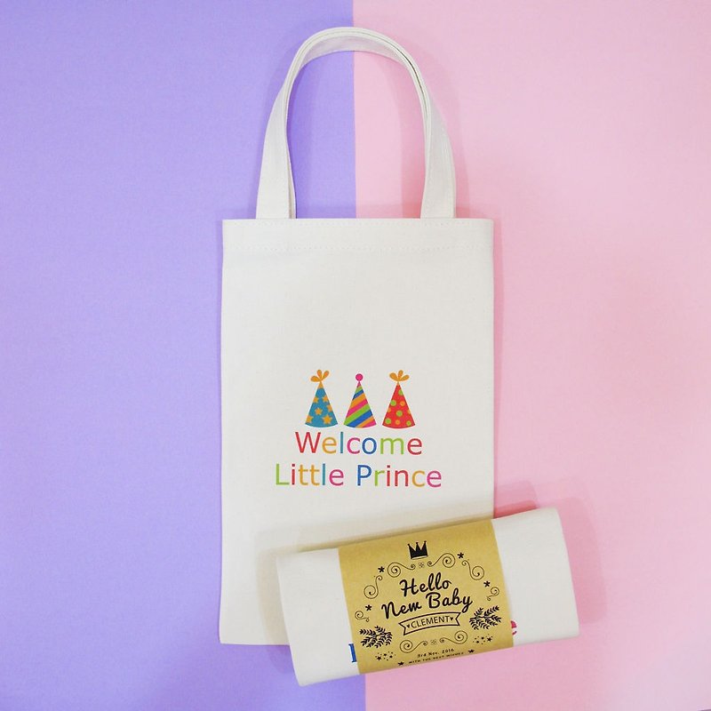 Sweet portable cotton canvas bag - years old, Mi month small things - colorful cap B paragraph - กระเป๋าถือ - ผ้าฝ้าย/ผ้าลินิน ขาว