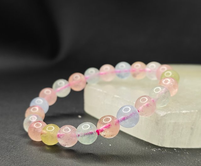 天然石　超高品質　サーモンピンク　モルガナイト　ブレスレット　ブラジル産 天然石 超高品質 サーモンピンク モルガナイト ブレスレット ブラジル産