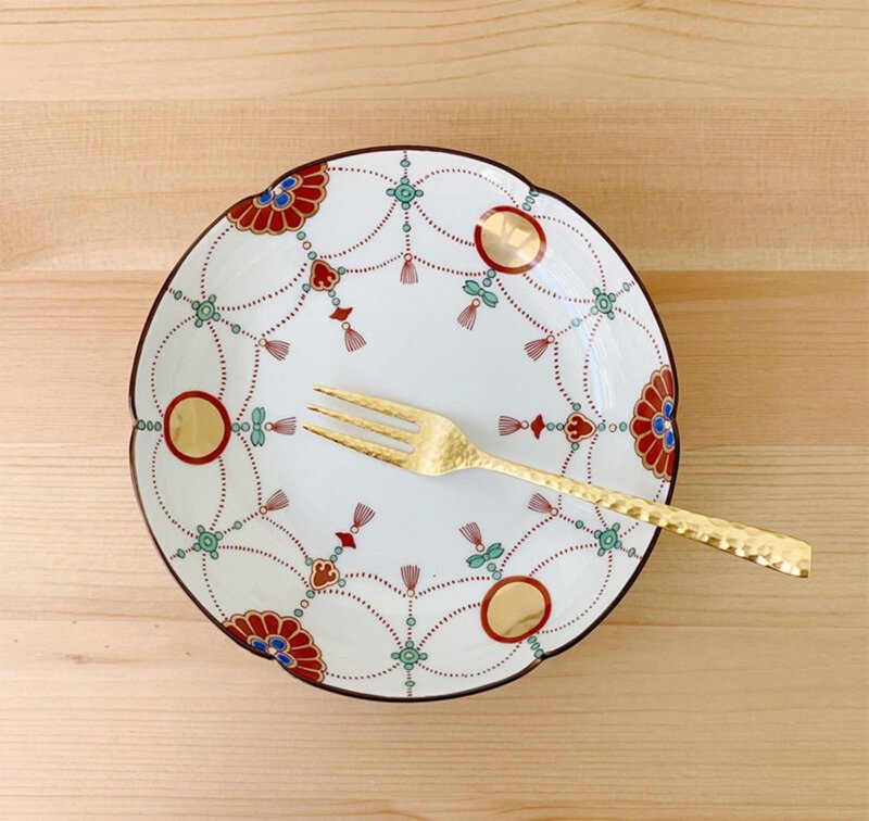 Kinnichi Red Bead Tassel Pattern Series Snack Plate - จานและถาด - เครื่องลายคราม สีแดง