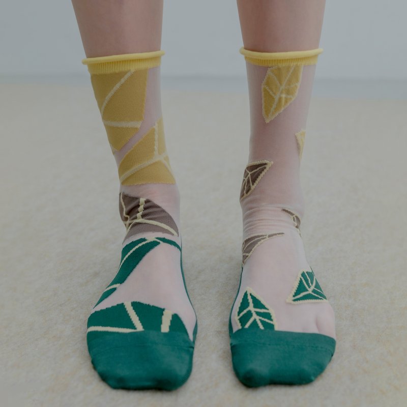 レモン リーフ・lemon_leaf / organic cotton  /socks - 襪子 - 棉．麻 綠色