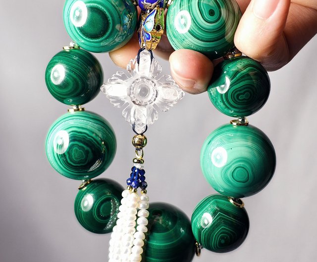 羊角　孔雀石　念珠 孔雀石虎眼石手鍊– Pink Laboratory