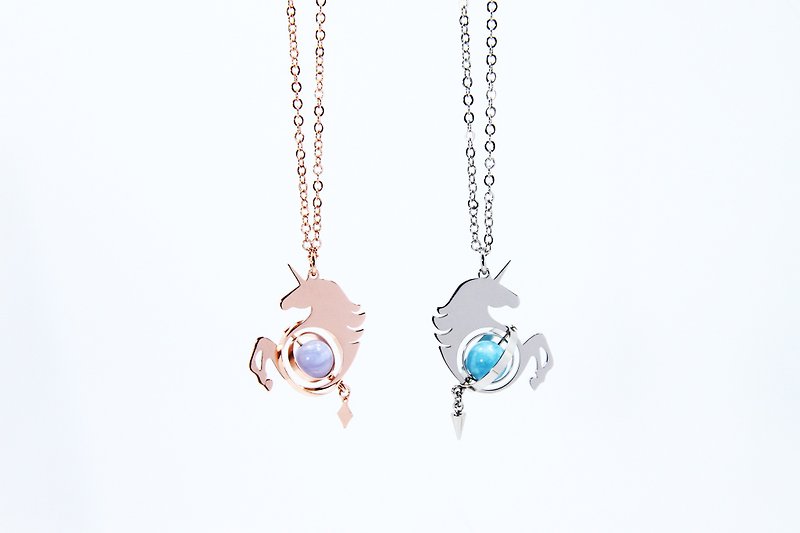 Illusions Series  Unicorn necklace  Rose gold and Silver colour - Necklaces - Copper & Brass 