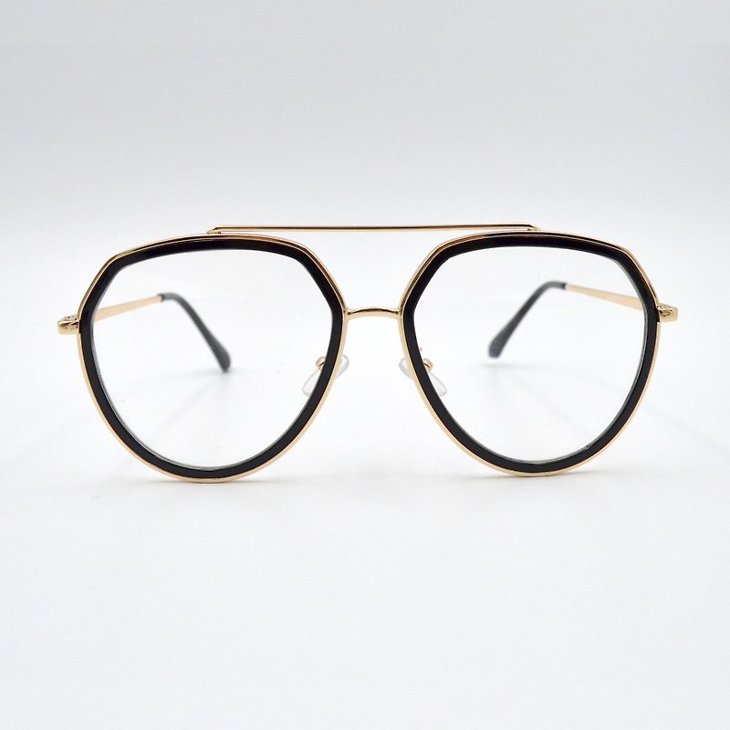 ゴールドワイヤー眼鏡厚いエッジフラットライトフライミラー韓国風小さな新鮮で透明なレンズはめまいになりません - 眼鏡・フレーム - 金属 ゴールド