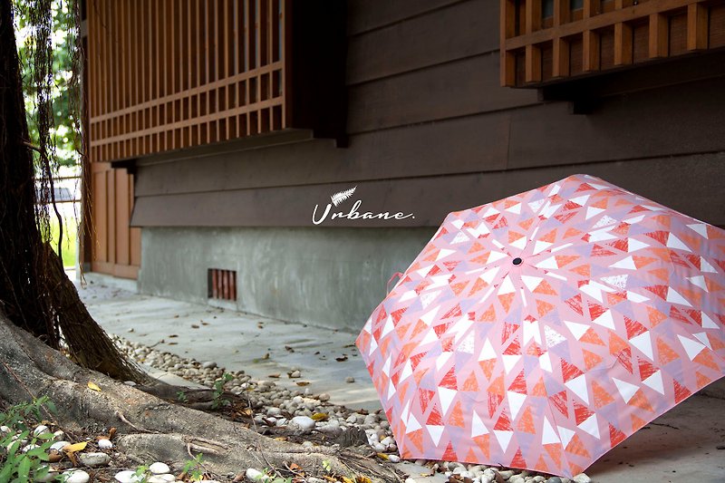 UrbaneUmbrella 鈦色傘骨雙色菱形三折傘-藍綠 - 雨傘/雨衣 - 其他人造纖維 多色