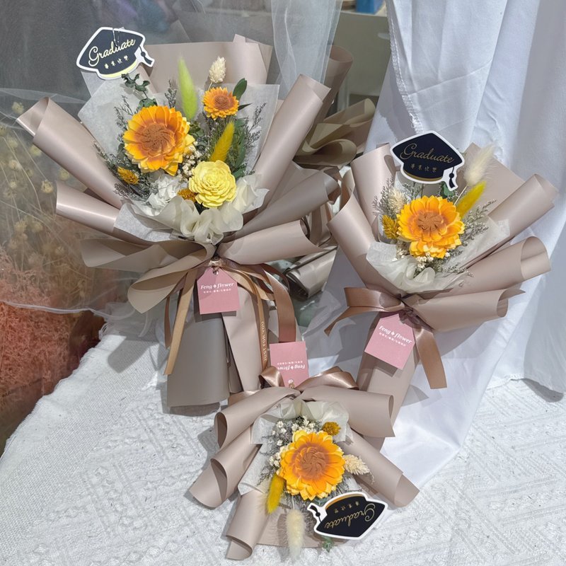 FengFlower 【金黃向日葵乾燥花束(小/中)】乾燥花/永生花/送禮 - 乾燥花/永生花 - 植物．花 黃色