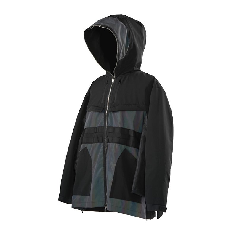 秋季外套 黑暗系 機能風 寬松 工裝外套 休閒夾克 - 外套/大衣 - 聚酯纖維 黑色