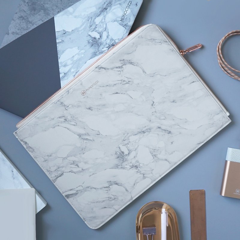 POSH | Ultra Slim Faux Leather Sleeve for MacBook Pro w/USB-C  (Marble) - เคสแท็บเล็ต - กระดาษ ขาว