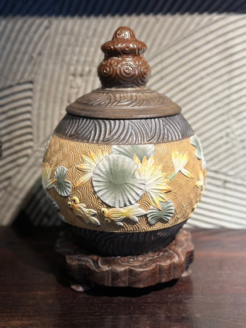 手工刻花__花鳥茶倉浮雕系列 - 茶壺/茶杯/茶具 - 陶 咖啡色