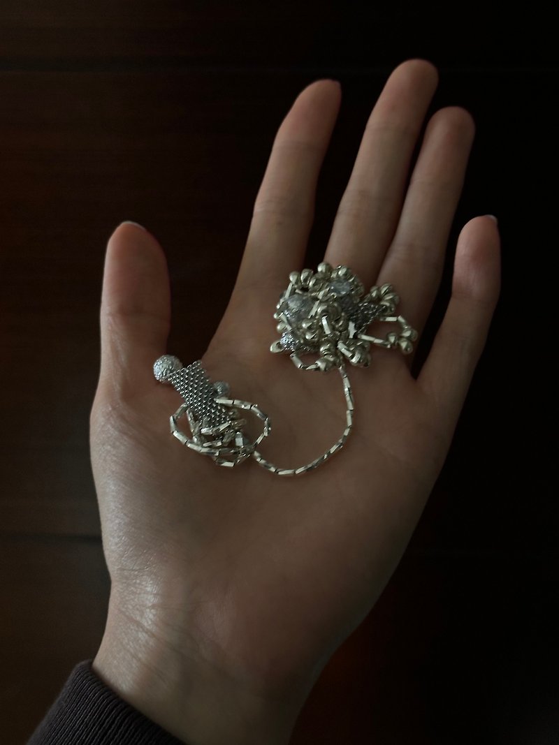Alien Flower Silver Desert Drop Earrings - Earrings & Clip-ons - Glass Silver