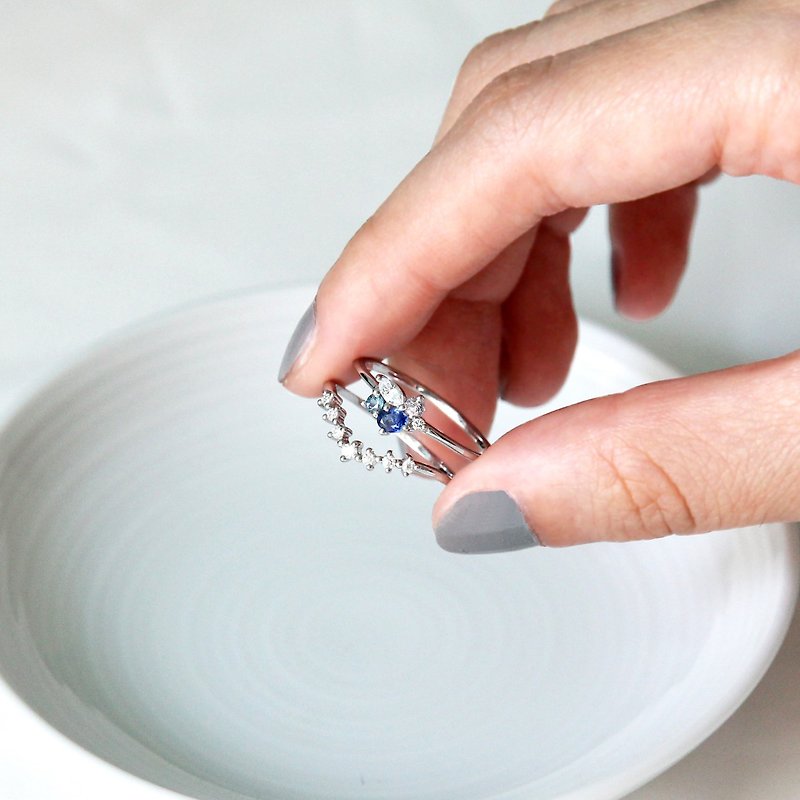 Diana Style Natural Colored Gemstone Set 18K Ring Custom Jewelry - แหวนทั่วไป - เครื่องเพชรพลอย 