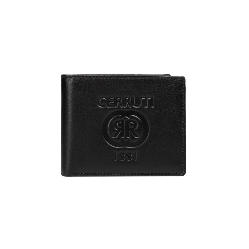 CERRUTI 1881 限量2折 頂級小牛皮6卡皮夾 全新專櫃展示品 - 皮夾/長短夾/錢包 - 真皮 黑色