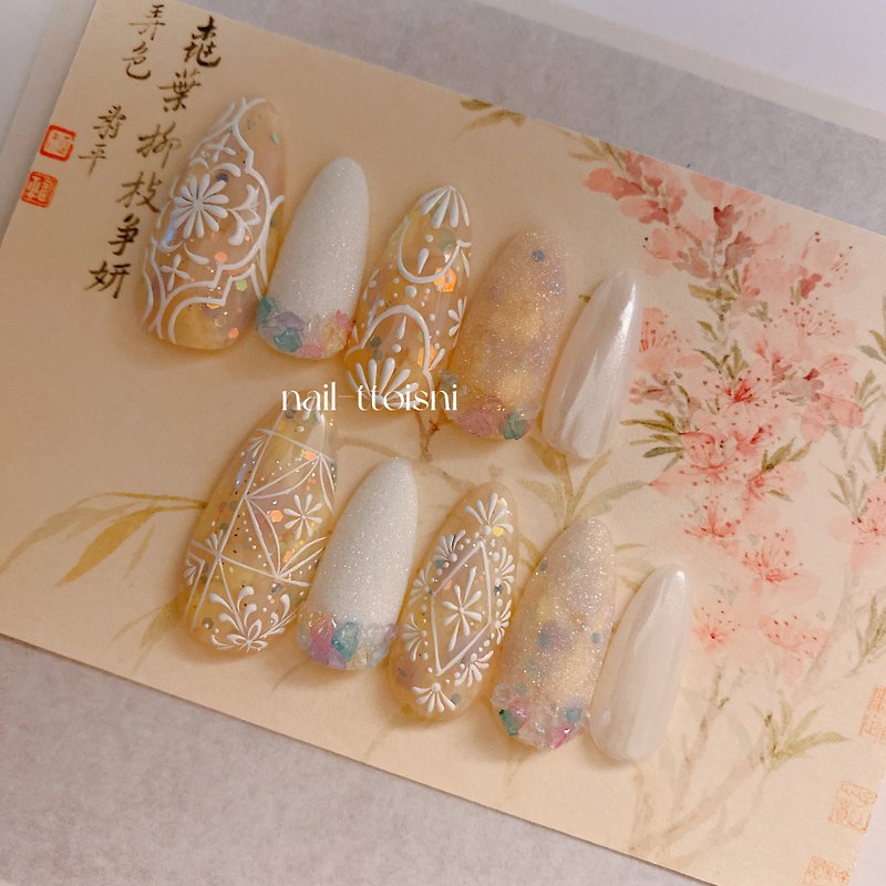 Hand-painted ancient style three-dimensional bohemian wear armor niche manicure - Other - Other Materials 