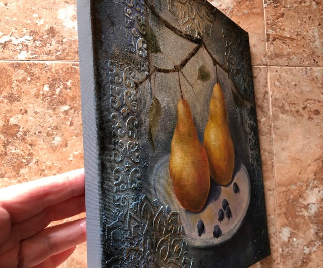 【真作】絵画　素描　黄色い果実　静物画　優しい色彩のインテリアアート　W71 イチジク」 by ゆかわれい｜Artmeter｜暮らしを彩るアートが、きっと