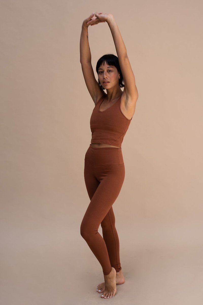 絕版現貨 Indigo Luna Ananda 系列有機棉瑜珈褲 肉桂色 高腰包覆 - 瑜珈服/瑜珈褲 - 棉．麻 紅色