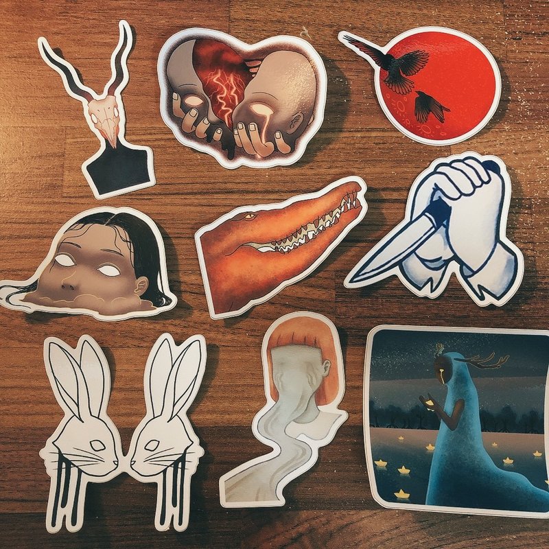 Illustrator Stickers // Waterproof - สติกเกอร์ - วัสดุกันนำ้ สีนำ้ตาล