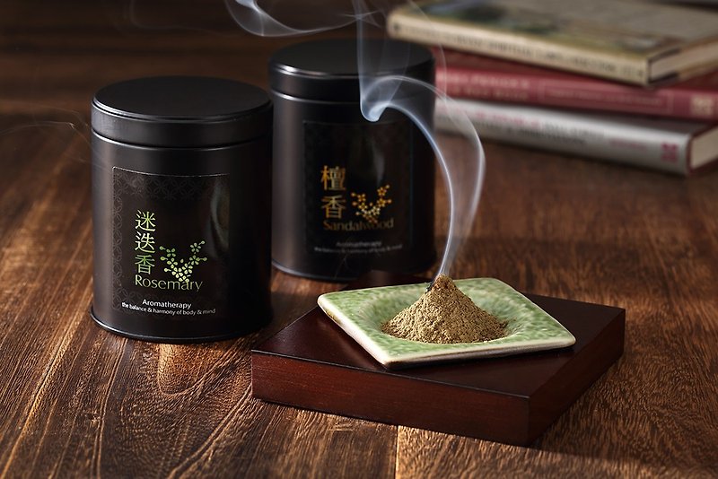 Cheerful Incense/Scent Combination - Sandalwood/Rosemary Series (Porcelain Plate + Aromatherapy Powder 2 Pack) Combination - Insect Repellent - Other Materials 