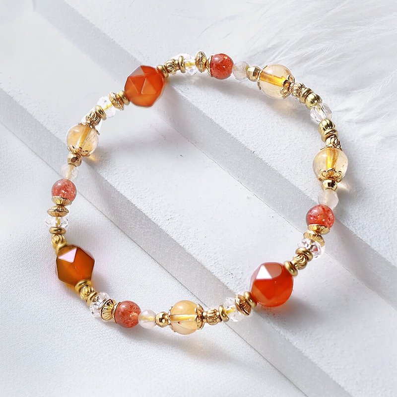 Wish | A117 red agate citrine Stone crystal bracelet - Bracelets - Gemstone Red