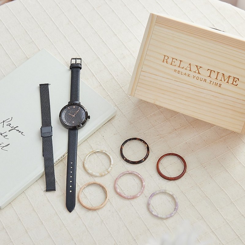 【禮盒套錶】RELAX TIME 變幻系列-黑 (RT-90-3) - 女裝錶 - 不鏽鋼 黑色