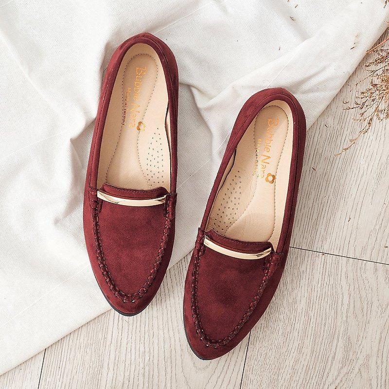 [618 Surprise Package] Moonlight Pointed Flat Shoes - Marie Curie - Women's Oxford Shoes - Genuine Leather Red
