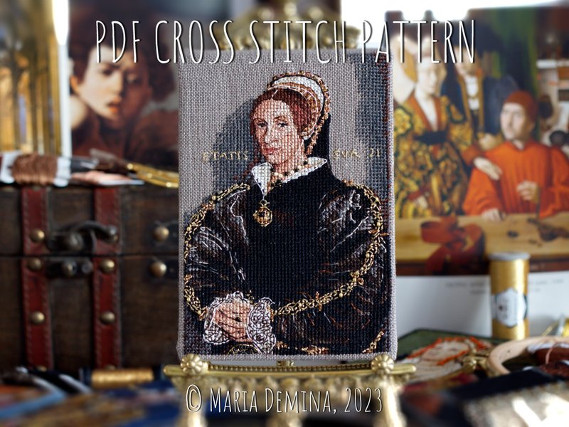 Catherine Howard - Hans Holbein - PDF cross stitch pattern 十字绣 - 手工藝教學/工具書 - 其他材質 