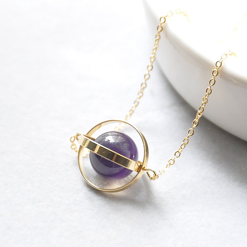 Romantic planet. universe. Golden Circle. Amethyst. Necklace Romance Planet. Galaxy. Golden Ring. Amethyst. Necklace. birthday present. Girlfriend gift. Sister gift - Chokers - Gemstone Purple