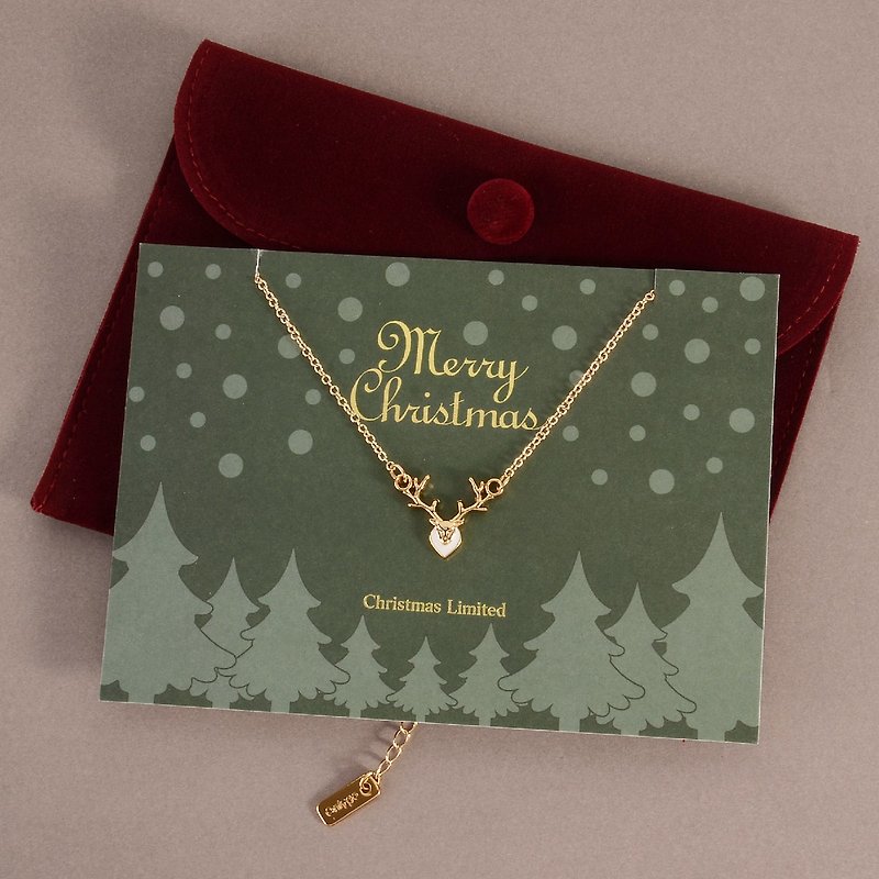 一鹿有你【聖誕禮物】馴鹿項鍊 - 項鍊 - 其他金屬 金色