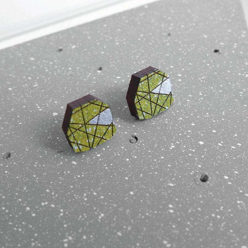 [Limited Gift for Old Friends] Woops Wooden Handmade Earrings Century Kaleidoscope Series - Cretaceous - ต่างหู - ไม้ สีเหลือง