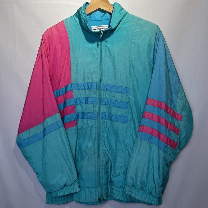 棉．麻 男夾克/外套 多色 - 古著 90s多彩拼接外套