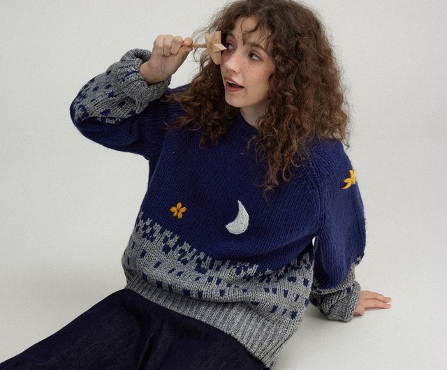 ニット・セーター IONSEOUL Raise Boucle Knit Hood JE839 Rocky Monroe セーター ニット オーバーサイズ畦編みクルー