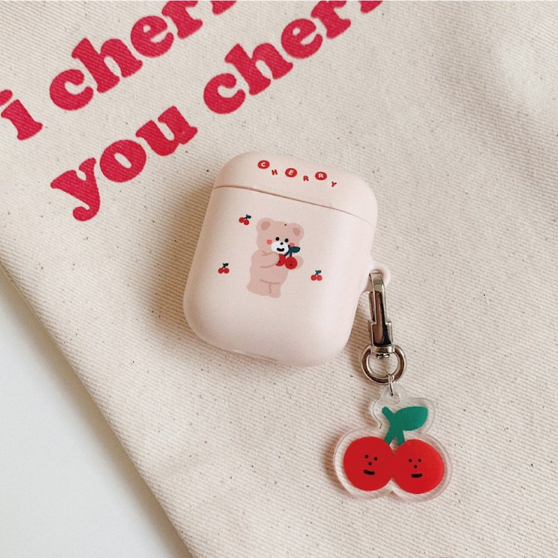 Cherry BEBE earphone case/ earphone case - ที่เก็บหูฟัง - พลาสติก ขาว