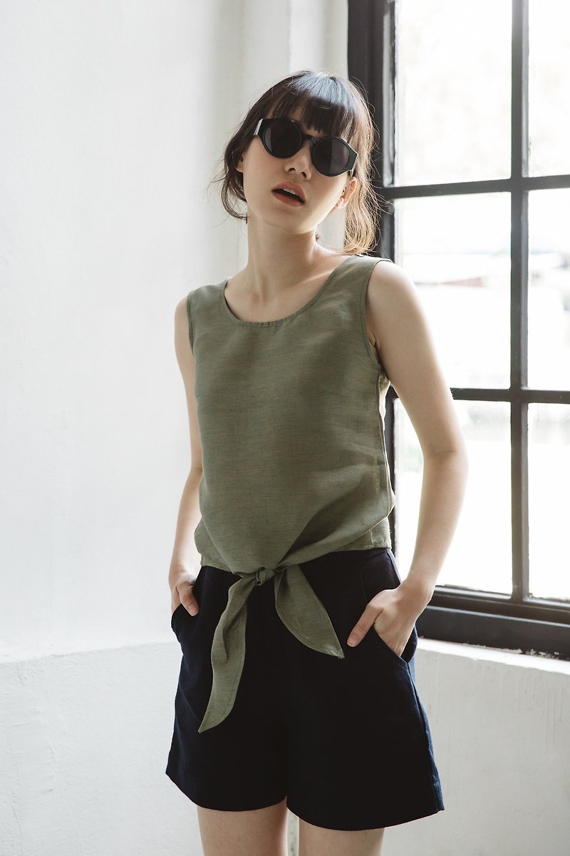 Bow tie tank top in Kale - Women's Vests - Cotton & Hemp Green