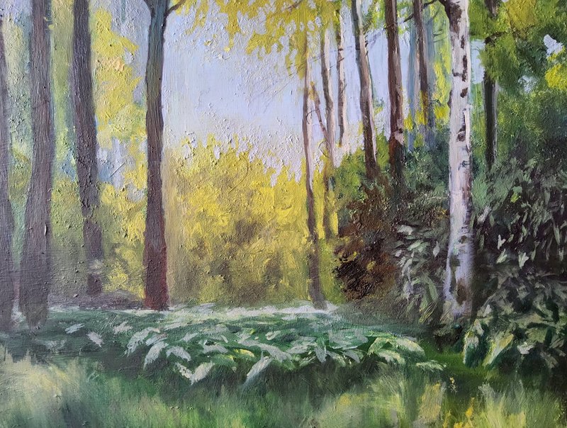 Colorado Rocky Mountain Misty Pine Forest Original Oil Painting - 插畫/繪畫/寫字 - 其他材質 