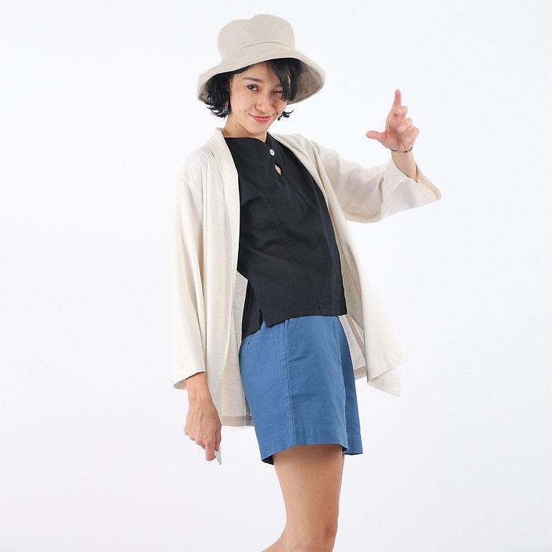 Linen Rayon Long Sleeves Blazer, Natural - 西裝外套 - 棉．麻 白色