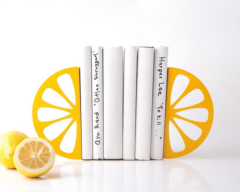 Kitchen Bookends // Lemon // modern shelf decor// FREE SHIPPING WORLDWIDE // - ของวางตกแต่ง - วัสดุอื่นๆ สีเหลือง
