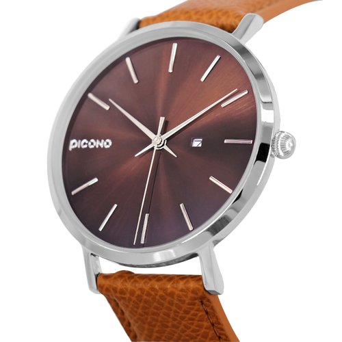 Cosmos collection brown metal dial leather strap watch / CO-9302