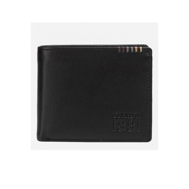 CERRUTI 1881 Limited 20% Off Premium Calfskin Leather 4-Card Bifold Wallet - Brand New Counter Display Item - กระเป๋าสตางค์ - หนังแท้ สีดำ