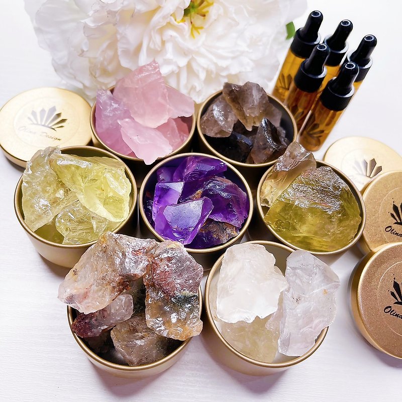 Natural Energy Crystal Diffuser Healing Box Diffuser Stone Fragrance Essential - น้ำหอม - คริสตัล หลากหลายสี