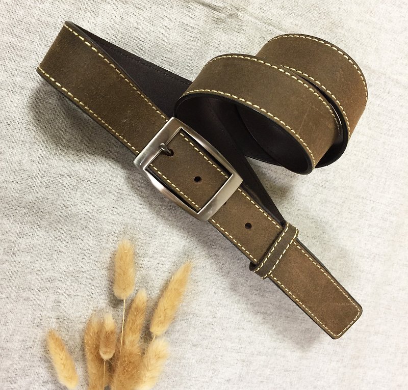 Crazy Horse Leather Men's Belt Belt Belt carefully selected cowhide-3.5 cm wide - เข็มขัด - หนังแท้ 