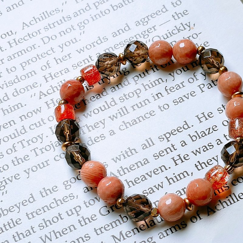 Dawn Prelude│ Sunstone Stone Bronze Bracelet - Bracelets - Crystal Brown