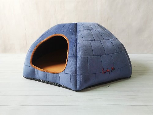 Lucky Me 寵物設計 躲貓貓- 隱密型貓窩 紳士藍西裝 兩個洞口
