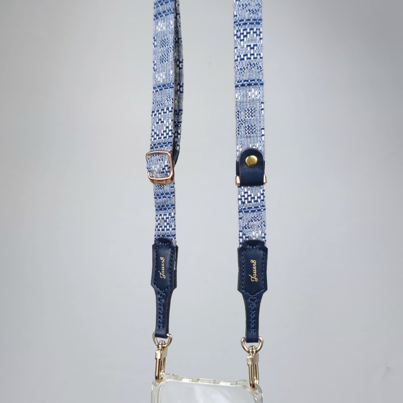 雙扣背帶-舒適1.8cm-波粼-先染線織-低調典雅 - 手機掛繩/背帶 - 其他材質 藍色