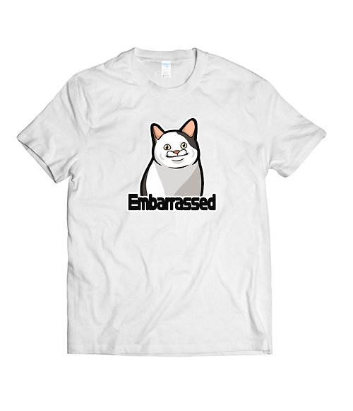 蟲蟲商號X原創設計T-shirt 迷因-尷尬微笑貓 貓 貓咪 原創T恤 純棉T恤