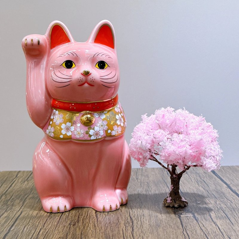 【春日招福】日本藥師櫻花招財貓 大號 - 擺飾/家飾品 - 瓷 粉紅色