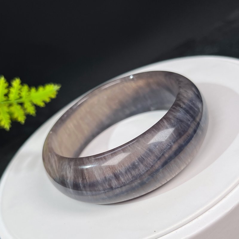 深藍髮絲螢石手镯57MM 全順髪千層波浪紋星光水晶手環 平衡淨化 - 手鍊/手環 - 水晶 