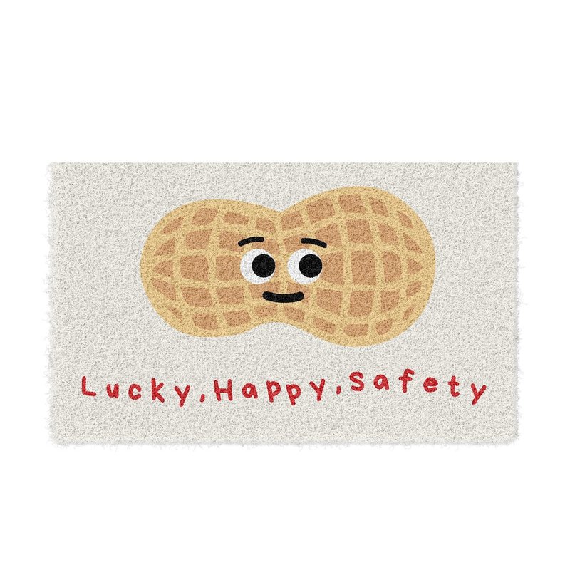 Happy Peanut Mud Scraper Doormat - พรมปูพื้น - เส้นใยสังเคราะห์ สีส้ม