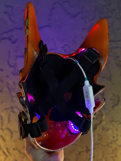 サイバーパンク狐面 スマートライト付き 未来的な狐マスク 終末